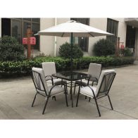 See more information about the Amalfi Garden Patio Dining Set by Royalcraft - 4 Seats Ivory Cushions