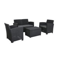 See more information about the Faro Rattan Garden Patio Dining Set by Royal Craft - 4 Seats Charcoal Cushions