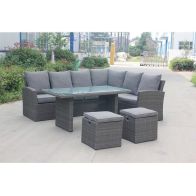 See more information about the Parisian Rattan Garden Corner Sofa by Royal Craft - 8 Seats Grey Cushions
