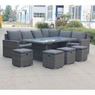 See more information about the Parisian Rattan Garden Corner Sofa by Royal Craft - 10 Seats Grey Cushions