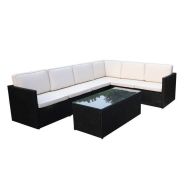 See more information about the Berlin Rattan Garden Corner Sofa by Royal Craft - 5 Seats Ivory Cushions