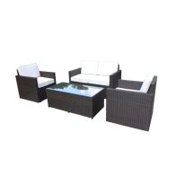 See more information about the Berlin Rattan Garden Patio Dining Set by Royal Craft - 4 Seats Ivory Cushions