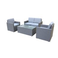 See more information about the Berlin Rattan Garden Patio Dining Set by Royal Craft - 4 Seats Grey Cushions