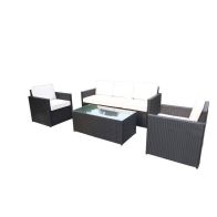 See more information about the Berlin Rattan Garden Patio Dining Set by Royal Craft - 4 Seats Ivory Cushions