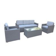 See more information about the Berlin Rattan Garden Patio Dining Set by Royal Craft - 5 Seats Grey Cushions