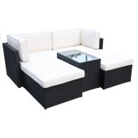 See more information about the Berlin Rattan Garden Sofa Set by Royal Craft - 4 Seats Ivory Cushions
