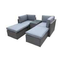 See more information about the Berlin Rattan Garden Sofa Set by Royal Craft - 4 Seats Grey Cushions