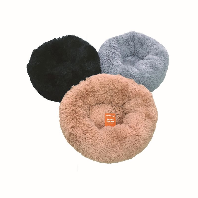 60x26 Black Fluffy Donut Pet Bed