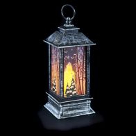 See more information about the Christmas Lantern Decoration Steel Effect Trees Scene 12cm