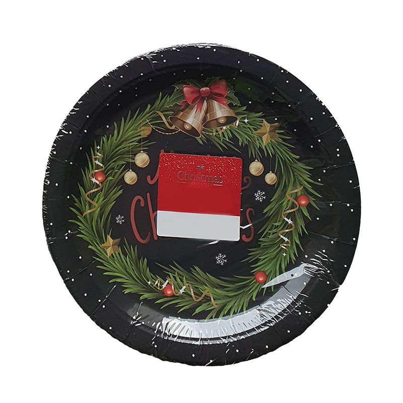Merry Christmas Wreath Small Paper Plates 15 Pack