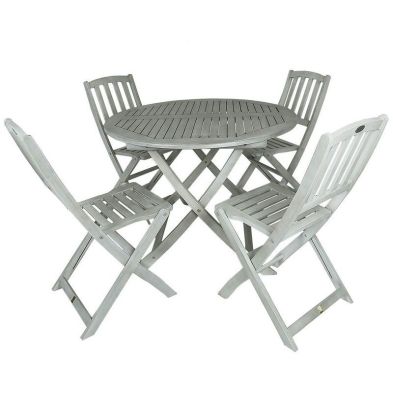 Wensum FSC Certified Acacia White Washed Wooden Dining Set - 4 Seater