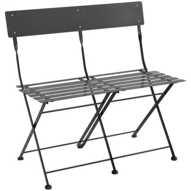 Wensum 2 Seater Folding Metal Bistro Bench - Dark Grey