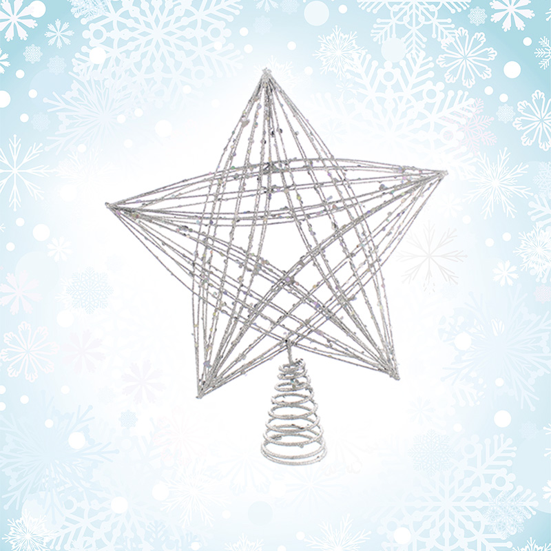 Star Christmas Tree Topper Decoration Silver - 30cm