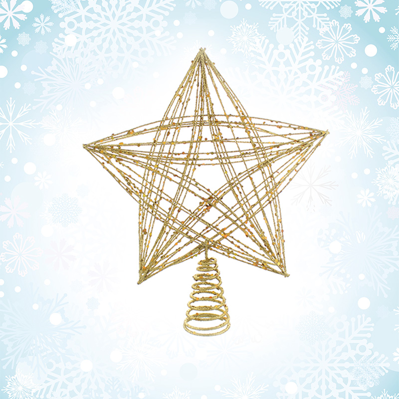 Star Christmas Tree Topper Decoration Gold - 30cm 
