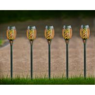 See more information about the 5 Pack Grey Torch Solar Garden Stake Light 12 Orange LED - 50cm by Bright Garden