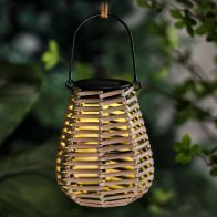 See more information about the Rattan Solar Garden Lantern Decoration Warm White LED - 16cm Contemporary Artisan by Bright Garden