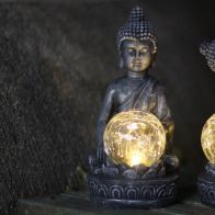 See more information about the Meditating Buddha Solar Garden Light Ornament Decoration Warm White LED - 19cm by Bright Garden