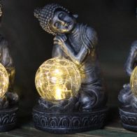 See more information about the Kneeling Buddha Solar Garden Light Ornament Decoration Warm White LED - 19cm by Bright Garden