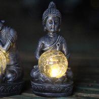 See more information about the Lotus Buddha Solar Garden Light Ornament Decoration Warm White LED - 19cm by Bright Garden