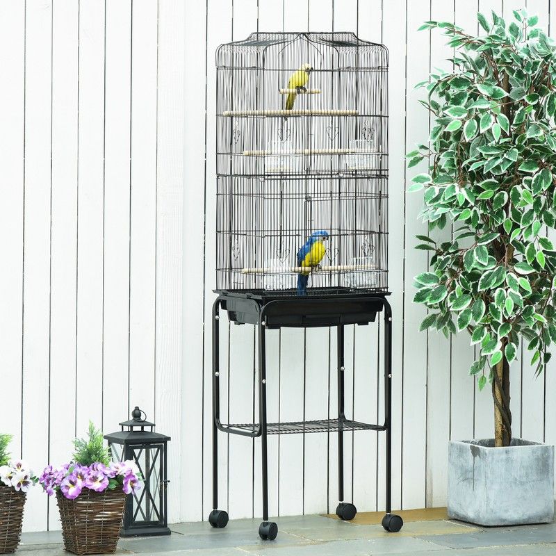 Grille 157cm Bird Cage Wheeled Black by Pawhut