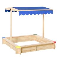 See more information about the Outsunny Square Wooden Kids Sandpit Children Cabana Sandbox Outdoor Backyard Playset