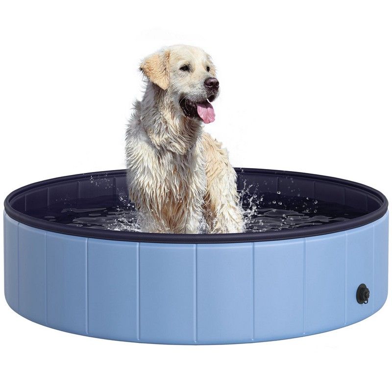 Pawhut Foldable Dog Paddling Pool Pet Cat Swimming Pool Indoor/Outdoor Collapsible Summer Bathing Tub Shower Tub Puppy Washer (?120  30H cm