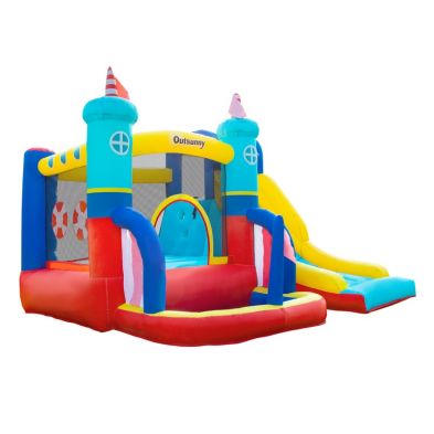 See more information about the Outsunny 4 In 1 Kids Bouncy Castle Large Sailboat Style Inflatable House Slide Trampoline Water Pool Climbing Wall With Blower Carrybag For Kids Age 3-8