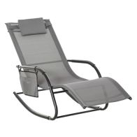 See more information about the Outsunny Breathable Mesh Rocking Chair Patio Rocker Lounge For Indoor & Outdoor Recliner Seat W/ Removable Headrest For Garden And Patio Grey