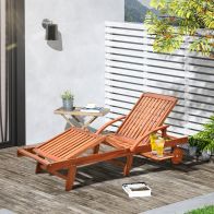 See more information about the Outsunny Outdoor Garden Patio Wooden Sun Lounger Foldable Recliner Deck Chair Day Bed Furniture with Wheels