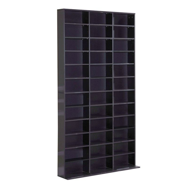Homcom CD / DVD Storage Shelf Storage Unit for 1116 CDs Height-Adjustable Compartments 102 x 24 x 195 cm Black