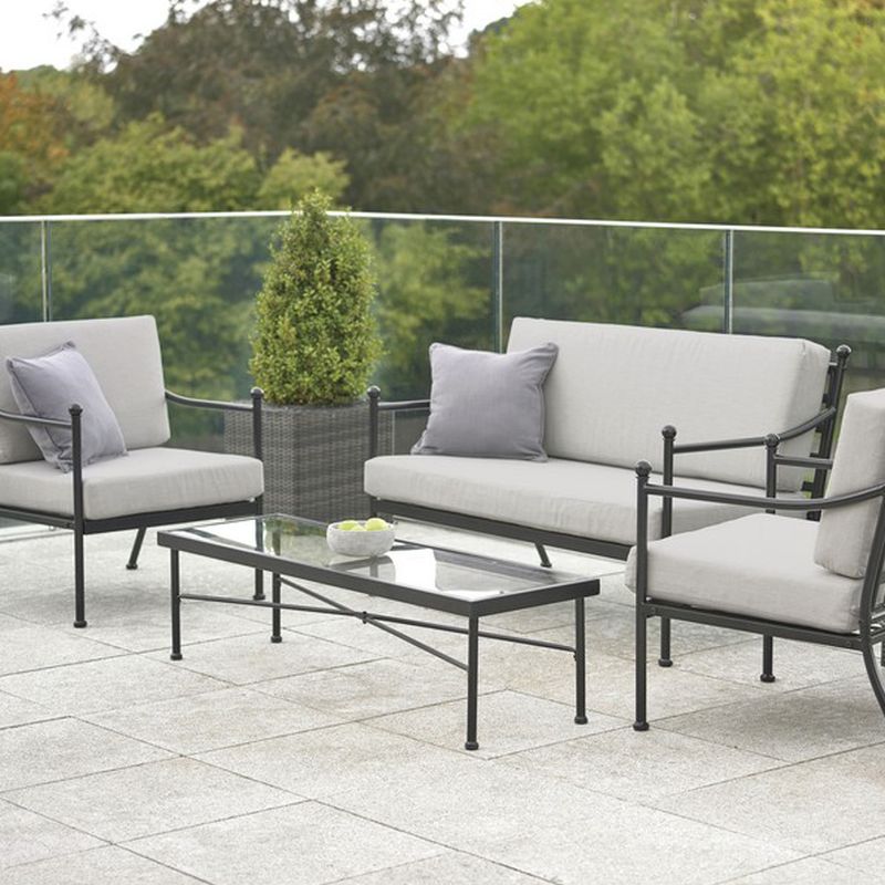Harvington 4 Piece Garden Sofa Set, Iron Garden Furniture Sets