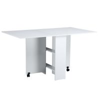 See more information about the Homcom Mobile Drop Leaf Dining Kitchen Table Folding Desk For Small Spaces With 2 Wheels & 2 Storage Shelves White