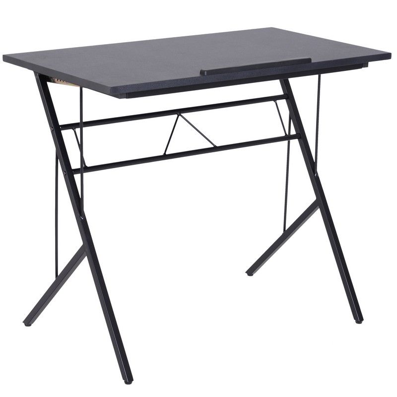 Vinsetto Adjustable Height Drawing Table Writing Workstation Art Drawing Drafting Board Craft Table with Tiltable Tabletop Black 90L x 50W x 76-116.5H cm