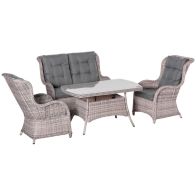See more information about the Outsunny Garden PE Rattan Dining Sofa Set