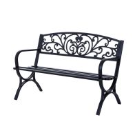 See more information about the Outsunny 127L X 60W X 85H cm Powder Coated Garden Bench For Patio Backyard Steel-Black