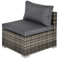 See more information about the Outsunny Outdoor Garden Furniture Rattan Single Middle Sofa With Cushions For Backyard Porch Garden Poolside Deep Grey