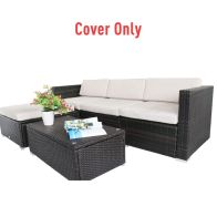 See more information about the Outsunny Rattan Furniture Cushion Cover Replacement Set 7 Pcs-Cream