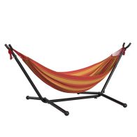 See more information about the Outsunny 277 X 121cm Hammock With Metal Stand Portable Carrying Bag 120Kg Red Stripe