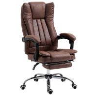 See more information about the Vinsetto Home Office Chair Microfibre Desk Chair With Reclining Function Armrests Swivel Wheels Footrest Brown