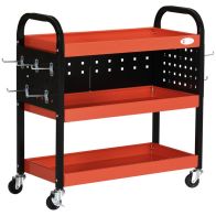 See more information about the DURHAND 3 Tier Shelf Tool Cart Storage Trolley Wheel Cart for Garage Workshop Warehouse DIY Tool with 10 Hooks 100 kg Red