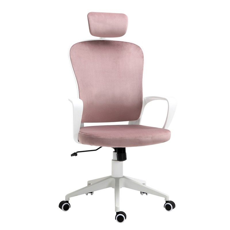 Vinsetto High-Back Rocking Chair With Adjustable Headrest Pink/White