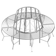 See more information about the Outsunny Outdoor Garden Metal Round Tree Bench Seat Diameter 160cm Height 90cm Silver