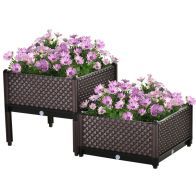 See more information about the Outsunny 2-Piece Raised Garden Bed Planter Box Flower Vegetables Planting Container