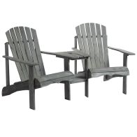 See more information about the Outsunny Wooden Outdoor Double Adirondack Chairs Loveseat W/ Center Table And Umbrella Hole