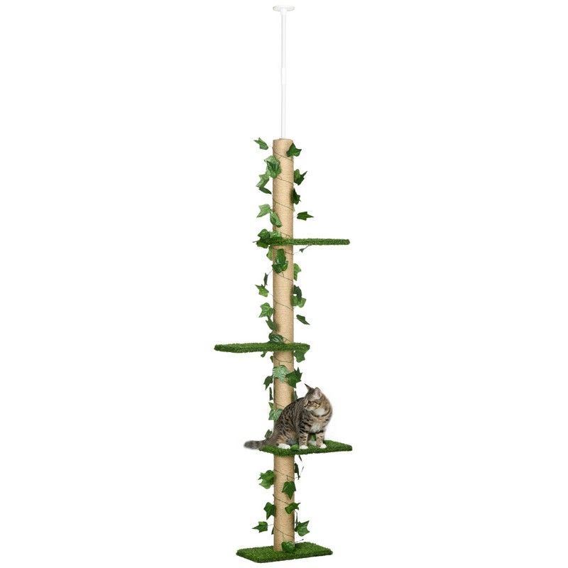 PawHut 242cm Adjustable Floor-To-Ceiling Cat Tree