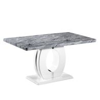 See more information about the Contemporary Dining Table White And Grey Marble Effect - 150cm