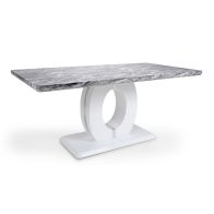 See more information about the Contemporary Dining Table White And Grey Marble Effect - 180cm