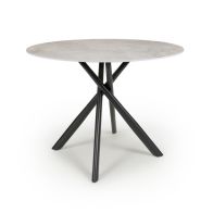 See more information about the Contemporary Circular Dining Table Metal & Glass Grey Concrete Effect