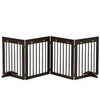 See more information about the Pawhut Freestanding Pet Gate 4 Panel Folding Wooden Dog Barrier With Support Feet