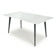 See more information about the Industrial Dining Table White Marble Effect 160cm - Black Legs